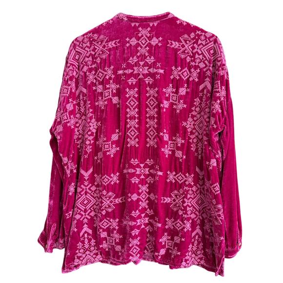 Johnny Was Embroidered Ellen Oversized Velvet Tunic Top Small Pink Long Sleeve - Picture 5 of 8